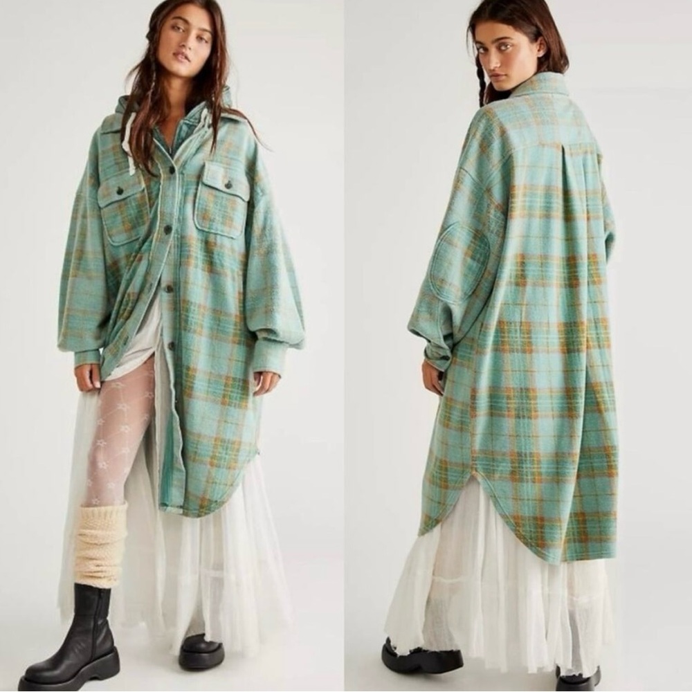 We The Free Teal Plaid Utility Jacket - Picture 2 of 4